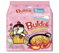 Buldak Carbonara Korean Spicy Noodles Halal Multipack | Creamy Ramen Instant Noodles | Buldak Flavour Carbonara Sauce | Korean Carbonara Ramen Hot Chicken Noodles (Pack of 5)