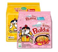 Buldak Noodles Carbonara & Cheese Halal Multipack 10 Pack | Korean Noodle Bulk Pack | Creamy Carbonara Buldak & Cheesy Ramen | Spicy Instant Noodles | Halal Korean Comfort Food