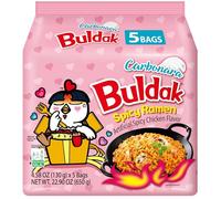 Buldak Noodles Carbonara Hot Chicken Flavor Ramen 5 Pack - Ramen Instant Noodles Excellent for Snack and Soups