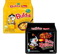Buldak Noodles Cheese Spicy and Hot Chicken Flavor Ramen 10 Pack - Ramen Instant Noodles Excellent for Snack and Soups