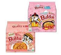 Buldak Noodles Hot Chicken Flavor Ramen 10 Pack - Ramen Instant NoodlesExcellent for Snack and Soups (Carbonara + Rose)