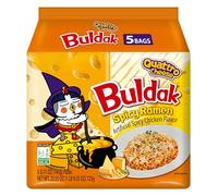 Buldak Quattro Cheese Halal Ramen Noodles - Korean Spicy Instant Noodles Multipack, Hot Chicken Flavour - 5 x 140g Packs (700g), Buldak Cheese Ramen