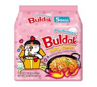 Buldak Spicy Ramen Noodles Multipack - 5 Packs | Korean Instant Noodles | Rose, Quattro, Cream Carbo & Carbonara Flavours | Hot Chicken Noodles | Spicy Korean Food Variety (130gx5, Carbonara)