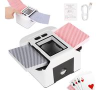 Buldoospok Automatic Card Shuffler Rechargeable for 1-2 Decks, 2000 mAh Built in Battery USB-C Charge, Low Noise Fast Shuffler, Smart Auto Shuffler for UNO Poker Skip-Bo Canasta Texas Hold'em (White)
