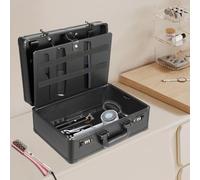 BuleBalca Black Hair Tool Case, Fireproof Lockable Makeup Storage Box, Metal with Shoulder Strap, Large Capacity for Salons, Weddings, Competitions, Beauty Pros & Home Use