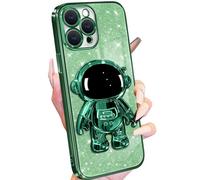 Buleens for iPhone 11 Pro Max Case Astronaut, Clear Cases for iPhone 11 ProMax with Glitter Paper & Spaceman Stand, Women Girls Cute Electroplated Sparkly Space Phone Cover for 11 Pro Max Green