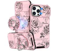 Buleens for iPhone 16 Pro Max Case 6.9 Inch - with Ring Stand & Camera Cover Aesthetic Cute Designed Women Girl Girly Pretty Kawaii Rose Flower Phone Case for iPhone 16 Pro Max Compatible with Magsafe