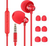 Bulees Sleep Earphones for side sleeping, Noise Isolating, Lightweight Earbuds for Small Sensitive ear Canal, In-Ear Headphones Wired with Mic and Volume Control for Bedtime (Red)