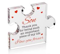 BULEFSEA Engraved Acrylic Block Puzzle - Son Gift 3.35 x 2.76 inches - Romantic Style, Scratch Resistant, 1 Count, All Ages