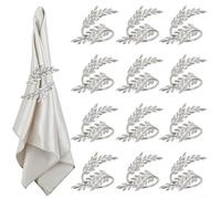 Bulevisiter 12 Pieces Metal Grain Napkin Rings Sheaf Design Iron Napkin Holders for Wedding Table Setting Dining Room Decoration Party Supplies(Silver)