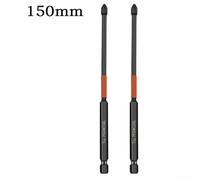 Bulevisiter 2PCS PH2 Magnetic Rated Alloy Steel Screwdriver Bit Set for Crosshead Screws, 62HRC Hardness with Phosphated Black Finish, Compatible with Hand/Electric(150mm)