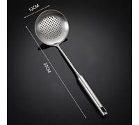 Bulevisiter 304 Stainless Steel Long Handle Wok Spatula and Ladle, Heavy Duty Single Piece Forged Skimmer Spoon for Chinese Cooking, Dishwasher Safe(E)