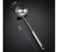 Bulevisiter 304 Stainless Steel Long Handle Wok Spatula and Ladle, Heavy Duty Single Piece Forged Skimmer Spoon for Chinese Cooking, Dishwasher Safe(C)