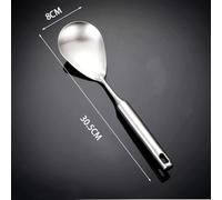 Bulevisiter 304 Stainless Steel Long Handle Wok Spatula and Ladle, Heavy Duty Single Piece Forged Skimmer Spoon for Chinese Cooking, Dishwasher Safe(G)