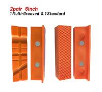 Bulevisiter 4pcs Magnetic Soft Vise Jaw Pads Rubber Covers for 4/5/6 Inch Bench Vise Mill Clamps Drill Press, Orange PPT Material, Protects Metal, Wood, Plastic,(6inch Orange)