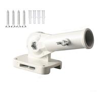 Bulevisiter Aluminum Alloy Flagpole Base with 180 Degree Adjustable Angle for Outdoor Wall Mounting, Flagpole Bracket and Holder for Secure Flag Display in Home Garden(white)