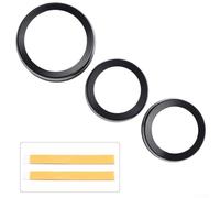 Bulevisiter Black Aluminum Alloy Climate Control and Volume Turn Knob Compatible with for Ring Cover Set of 3 Compatible with for Grand Cherokee 2014-2021 Interior Dashboard Rotary