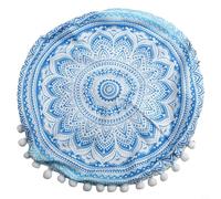 Bulevisiter Bohemian Style Round Pillowcase 43 x 43 cm, 17" Decorative Floor Pillow Cover, Double-Sided Printed Design, Soft Polyester with Zippered Closure for Living(#4)