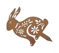 Bulevisiter Bunny-Shaped Iron Garden Decoration for Easter Season, Rustic Metal Outdoor Ornament for Hanging in Landscapes, Courtyards or Gardens(A)