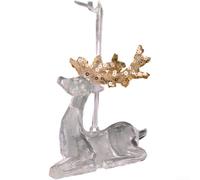 Bulevisiter Christmas Acrylic Ornament Set With Glittered Transparent Hanging Decorations Suitable For Tree And Holiday Home Display(Sit On Deer)