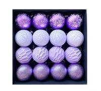 Bulevisiter Christmas Tree Ornaments Set of 16 Pieces 6cm Plastic Balls with Strings for Easy Hanging on Garlands, Mantels and Staircases(Purple)