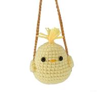 Bulevisiter Crochet Animal Car Rearview Mirror Hanging Ornament, Cute Swing Pendant Interior Accessory Compatible with for Most Vehicles, Decorative Frog, Duck, Bunny,(Yellow Chicke)