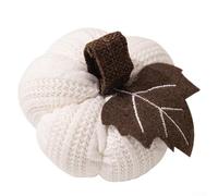Bulevisiter Decorative Pumpkins for Table Use - Reusable Knitted Ornament Set, 9x6cm Fall D谷cor in Soft Wool, For Ideal for Indoor Outdoor Holiday & Seasonal Styling All Year(white)
