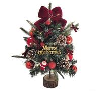 Bulevisiter Desktop Christmas Tree 45cm with DIY Materials and Ornaments, PE Construction with Wooden Stake Design for Home Holiday Decorations(C)