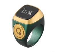 Bulevisiter Digital Counter Prayer Time Reminder With Display, Religious Finger Ring For Muslims, Vibration Reminder Waterproof Battery Powered(20mm green)