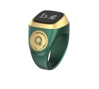 Bulevisiter Digital Counter Prayer Time Reminder With Display, Religious Finger Ring For Muslims, Vibration Reminder Waterproof Battery Powered(18mm green)