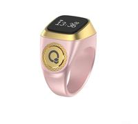 Bulevisiter Digital Counter Prayer Time Reminder With Display, Religious Finger Ring For Muslims, Vibration Reminder Waterproof Battery Powered(18mm Pink)