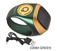 Bulevisiter Digital Counter Prayer Time Reminder With Display, Religious Finger Ring For Muslims, Vibration Reminder Waterproof Battery Powered(22mm green)
