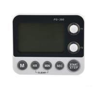 Bulevisiter Digital Dual-Line Kitchen Timer with Count-Up/Count-Down Functions, Loud Alarm, Wall-Mountable & Magnetic Back, 99H 59M 59S Range, Grey and White, ABS