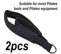 Bulevisiter Double Loop Pilates Foot Straps for Reformer Fitness Equipment, 2-Pack Cotton Webbing with Fleece, D-For Ring Compatible with Most Pilates Beds, Home & Gym(sku)