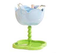 Bulevisiter Flower-Shaped Double-Layer Storage Rack, ABS Two-Tier Organizer Fit for Living Room Decor, for Books, Plants, Decorative Items(Blue)