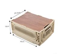 Bulevisiter Foldable Storage Box for Camping and Outdoor Use, For Lasting Thickened PP Material with Removable Wooden Top Panel for Versatile Functionality, Large Capacity(Milk tea color)