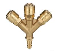 Bulevisiter Four-Way Air Compressor Connector, Copper Plated Quick Connect Fitting for Compressed Air Distributor, 4-Port Air Pipe Splitter for Industrial Use