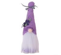 Bulevisiter Handmade Plush Gnome Decor with Lavender Theme, Soft Fabric and Wooden Bead Nose, Home and Office Display, 14.96 Inches Tall Purple