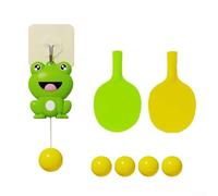 Bulevisiter Hanging Frog Table Tennis Trainer for Adults and Kids, Portable Self-Training Set with Adjustable Height, PP Material, 6/5/8pcs per Pack, for Indoor Outdoor(5 balls + 2 shots)