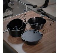 Bulevisiter Non- Camping Cookware Bowl with Handle for Sierra Cup, 304 Stainless Steel Lightweight Cooking Pan, Compact Outdoor Tableware for Hiking and Travel(Black)