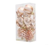 Bulevisiter Plastic Christmas Ornaments Set - 13 Piece Festive Candy Style Decorations in Assorted Colors Including Red, Gold, Silver for Holiday Season Tree and Home(For Champagne)