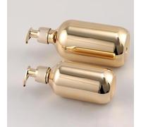 Bulevisiter Refillable Soap Dispenser Set with 300ml and 500ml Capacity, For long lasting PET Push Lotion Bottles for Shampoo and Conditioner, Leak-Proof Travel Bathroom Essentials(Gold 300ml)