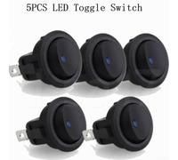 Bulevisiter Round Rocker Switch 12V DC 20A For SPST ON/OFF with Blue LED for Car Van Boat Dashboard Electrical Equipment