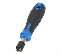 Bulevisiter Self-Locking Screwdriver Handle with 1/4 Inch Hex Magnetic Bit Holder, Chrome Vanadium Steel & Rubber Grip Tool for 6.35mm Adapter, Red/Blue/Black, 2 Pack