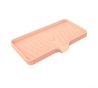 Bulevisiter Silicone Drying Mat with Drain Lip for Kitchen Tableware - 25.4x13.2cm Heat-Resistant Reusable Pad for Dishes, Soap, Sponges, Compatible(Pink)