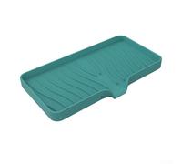 Bulevisiter Silicone Drying Mat with Drain Lip for Kitchen Tableware - 25.4x13.2cm Heat-Resistant Reusable Pad for Dishes, Soap, Sponges, Compatible(Green)