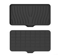 Bulevisiter Silicone Drying Mat with Drain Lip for Kitchen Tableware - 25.4x13.2cm Heat-Resistant Reusable Pad for Dishes, Soap, Sponges, Compatible(Black)