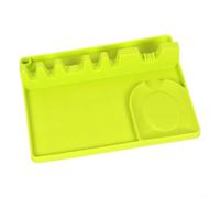 Bulevisiter Silicone Utensil Rest Holder for Kitchen Tools and Pot Lids with Drip Pad, Heat-Resistant Storage Stand for Spoons Spatulas Ladles,(Green)