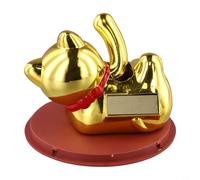 Bulevisiter Solar-Powered Automatic Waving Lucky Cat Cashier Decoration Parent-Child Cat(Gold)