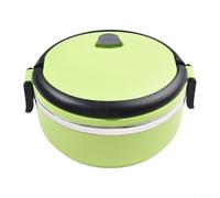 Bulevisiter Stainless Steel Insulated Lunch Box, 700ml Food Container with Thermal Protection for Students, Office, Travel, Round Shape, PP + 304 Material(Green)